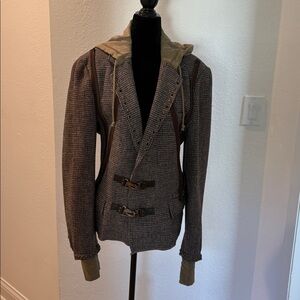 Riley Brown Plaid Jacket with Buckle Details